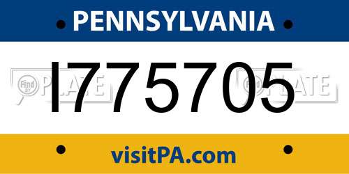 I775705 Pennsylvania License Plate
