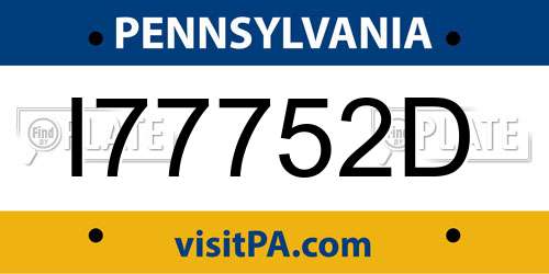 I77752D Pennsylvania License Plate