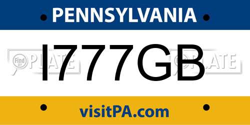 I777GB Pennsylvania License Plate