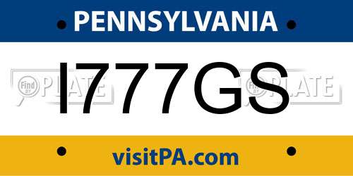 I777GS Pennsylvania License Plate