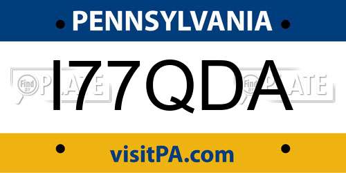 I77QDA Pennsylvania License Plate