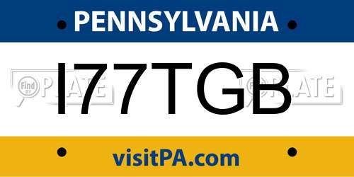 I77TGB Pennsylvania License Plate