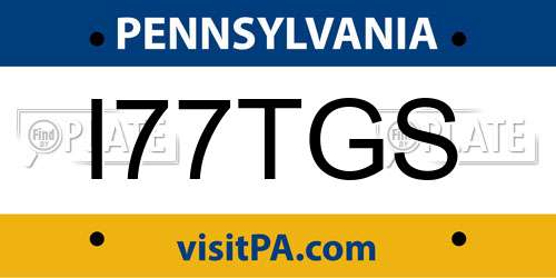 I77TGS Pennsylvania License Plate