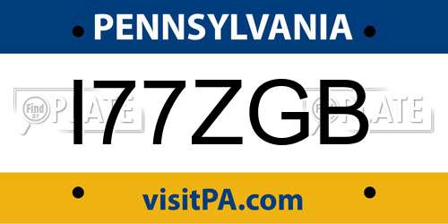 I77ZGB Pennsylvania License Plate