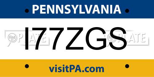 I77ZGS Pennsylvania License Plate