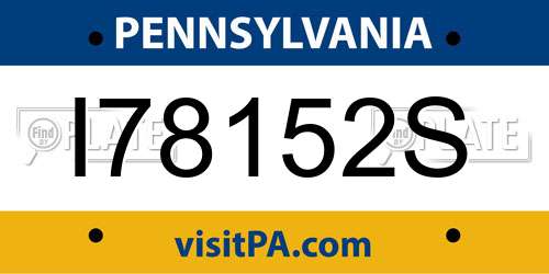 I78152S Pennsylvania License Plate