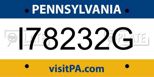 I78232G Pennsylvania License Plate