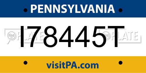 I78445T Pennsylvania License Plate
