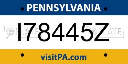 I78445Z Pennsylvania License Plate