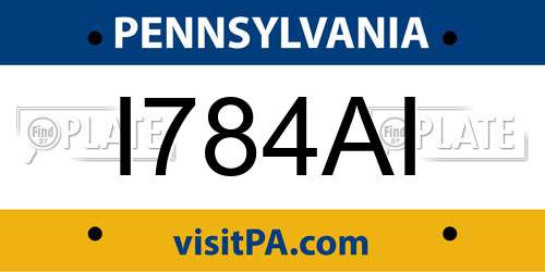 I784AI Pennsylvania License Plate