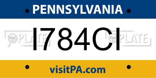 I784CI Pennsylvania License Plate