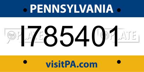 I785401 Pennsylvania License Plate