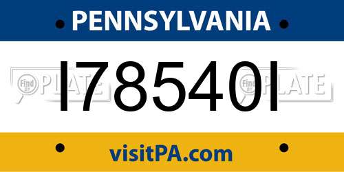 I78540I Pennsylvania License Plate