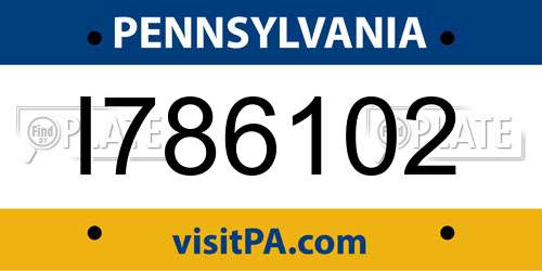 I786102 Pennsylvania License Plate