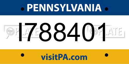 I788401 Pennsylvania License Plate