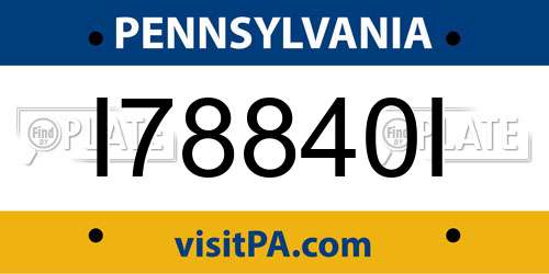 I78840I Pennsylvania License Plate