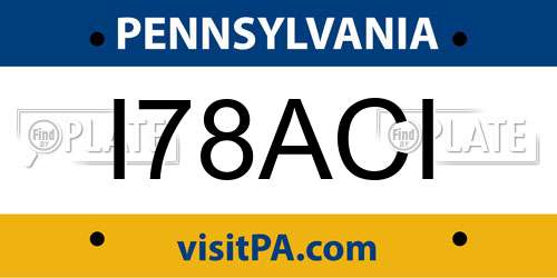 I78ACI Pennsylvania License Plate