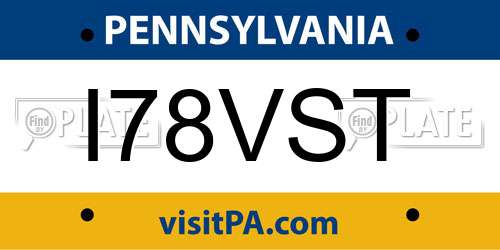I78VST Pennsylvania License Plate