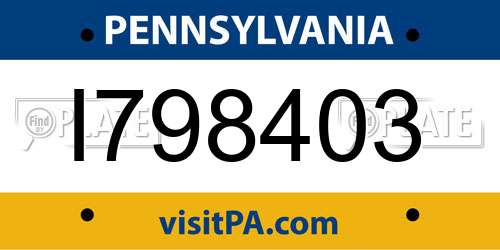 I798403 Pennsylvania License Plate