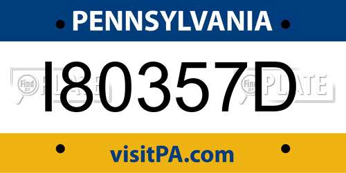 I80357D Pennsylvania License Plate