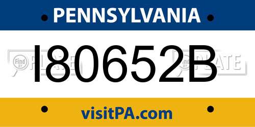 I80652B Pennsylvania License Plate