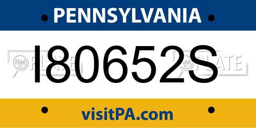 I80652S Pennsylvania License Plate