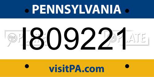 I809221 Pennsylvania License Plate