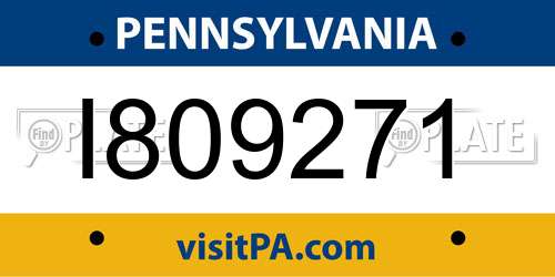 I809271 Pennsylvania License Plate