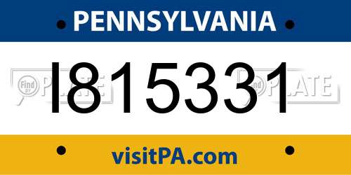 I815331 Pennsylvania License Plate