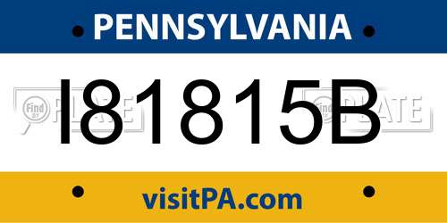 I81815B Pennsylvania License Plate