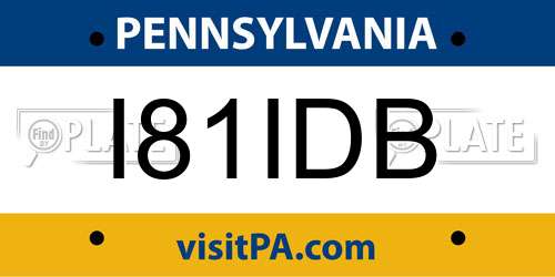 I81IDB Pennsylvania License Plate