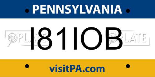 I81IOB Pennsylvania License Plate