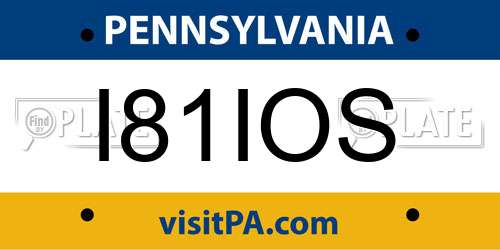 I81IOS Pennsylvania License Plate