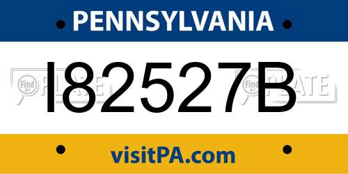 I82527B Pennsylvania License Plate