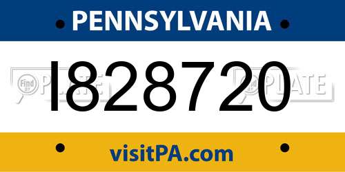 I828720 Pennsylvania License Plate