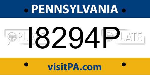 I8294P Pennsylvania License Plate