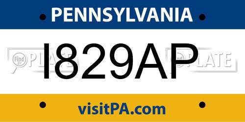I829AP Pennsylvania License Plate