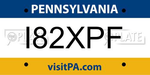 I82XPF Pennsylvania License Plate