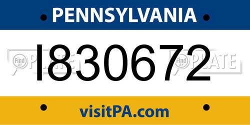 I830672 Pennsylvania License Plate