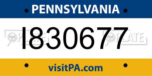 I830677 Pennsylvania License Plate