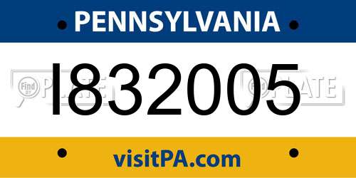 I832005 Pennsylvania License Plate