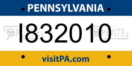 I832010 Pennsylvania License Plate