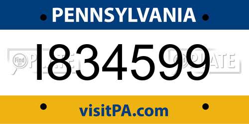 I834599 Pennsylvania License Plate
