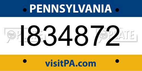 I834872 Pennsylvania License Plate