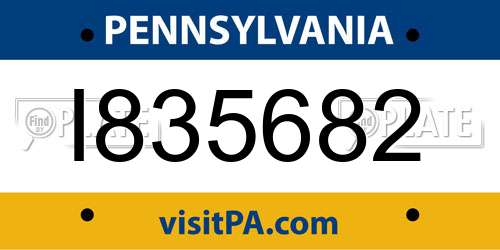 I835682 Pennsylvania License Plate