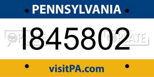I845802 Pennsylvania License Plate