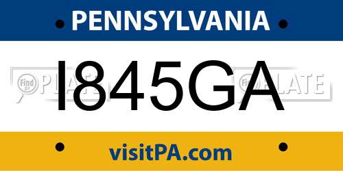 I845GA Pennsylvania License Plate