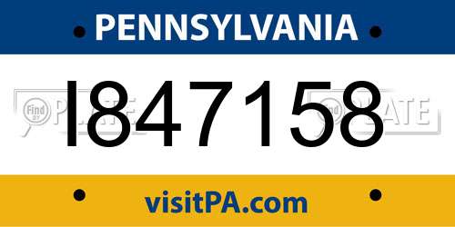 I847158 Pennsylvania License Plate