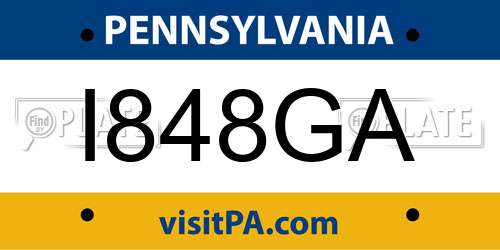 I848GA Pennsylvania License Plate
