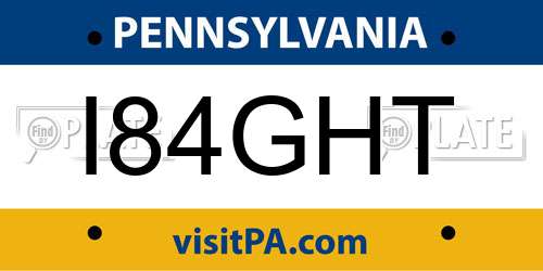 I84GHT Pennsylvania License Plate
